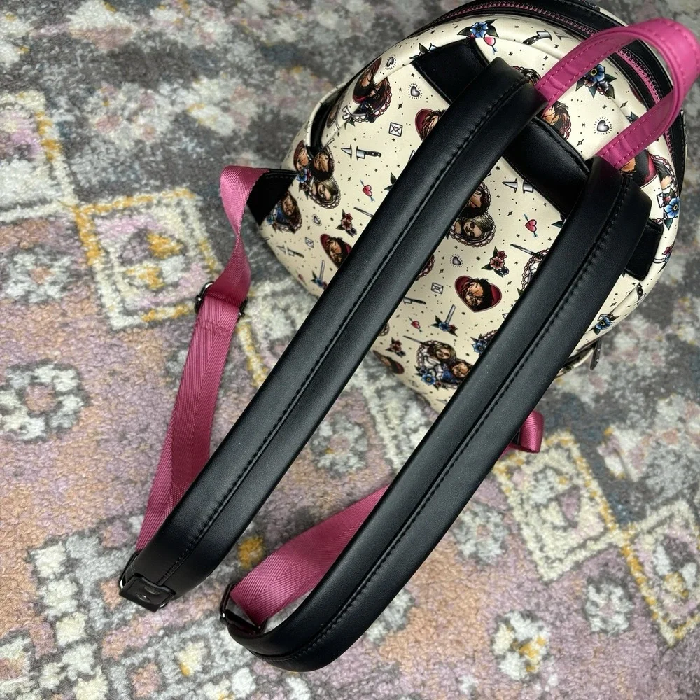 Loungefly Mini Backpack Wallet Set Chucky Bride  Tiffany Tattoo Design Heart